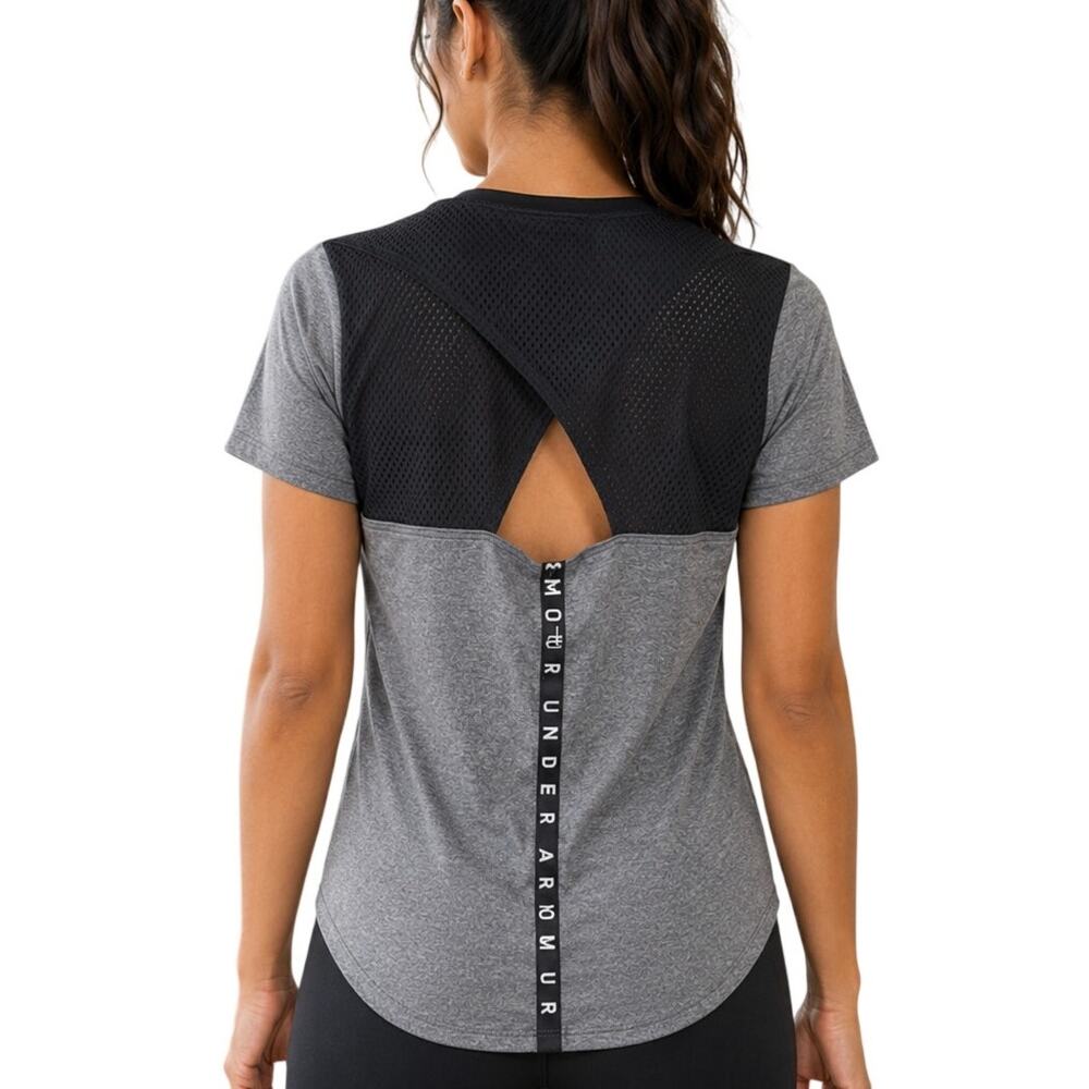 Under Armour Crossback Performance Tee Size Small Black Gray Activewear